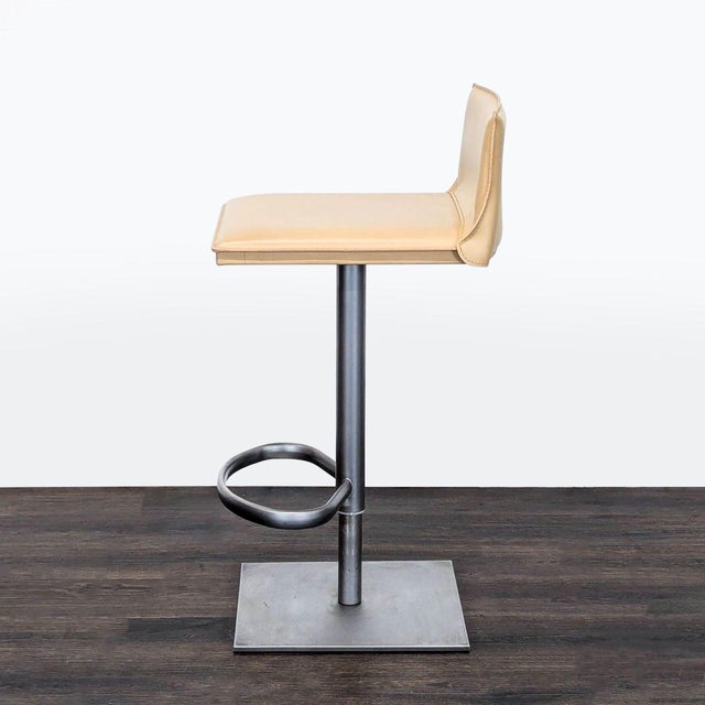 Modern Frag Brushed Aluminum Counter Stool With Leather Seat For Sale - Image 3 of 8