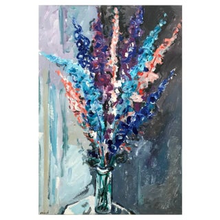 Jean Krillé, Colorful Vase, Oil on Wood For Sale
