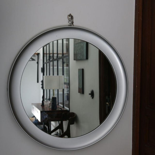 Circular Brushed Metal Mirror attributed to Sergio Mazza for Artemide, Italy, 1960s-1970s For Sale - Image 4 of 14