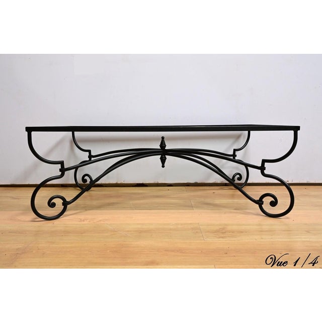 Glass Art Nouveau Wrought Iron Coffee Table, 1940s For Sale - Image 7 of 18