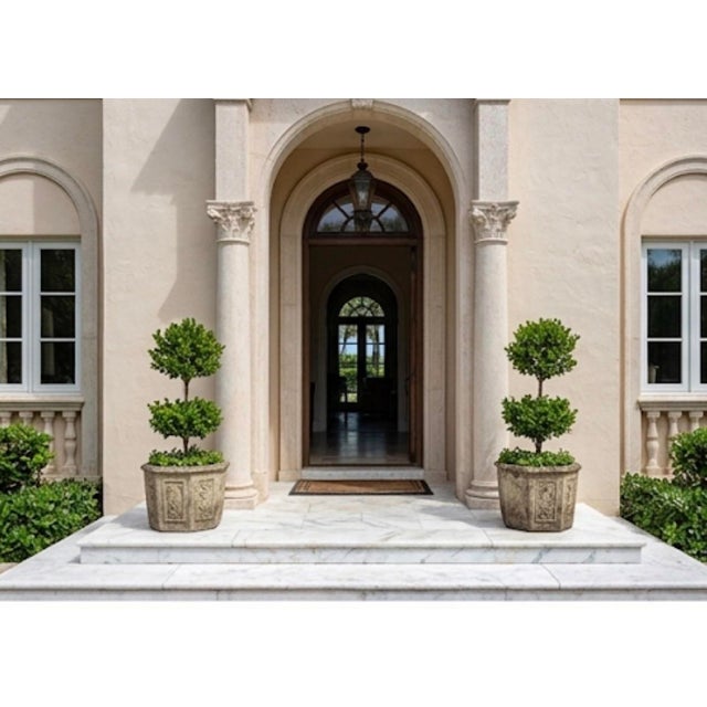 Pair of Vintage Hexagonal Cast Stone Garden Planters With Relief Wildlife Panels For Sale - Image 12 of 12