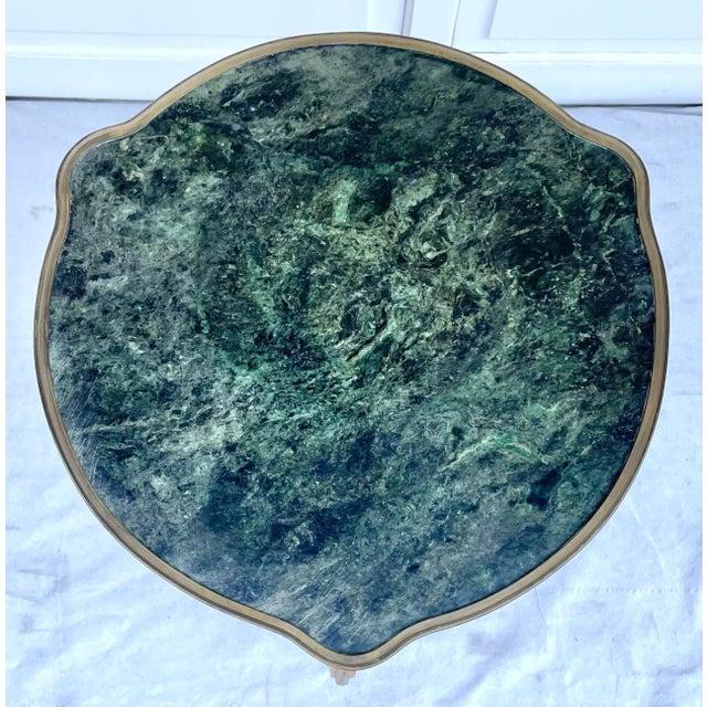 Antique French Green Marble and Brass Pedestal Stand For Sale - Image 4 of 12