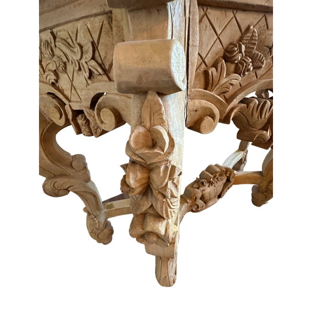 Tan Bleached Oak French-Provincial Console Table For Sale - Image 8 of 13