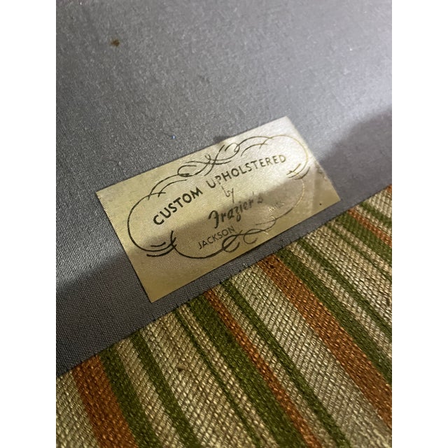 Mid-Century Modern 1980s Frazier's Upholstery Vintage Striped Sofa For Sale - Image 3 of 4
