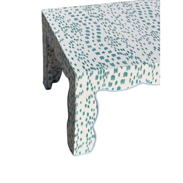 Custom Scalloped Coffee Table in Brunschwig and Fils For Sale - Image 13 of 14