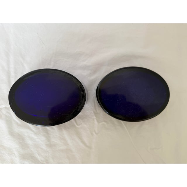 Glass A Pair of Rare William IV Bristol Blue Glass Salts C1830 With Unusual Petal Cut Rims For Sale - Image 7 of 12