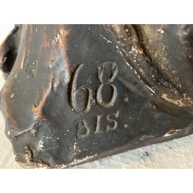 Brown Polychrome Plaster Bust, 1800s For Sale - Image 8 of 11