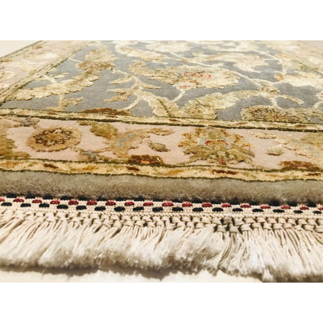 Blue Silk & Wool Handmade Jaipur Carpets, 1984, Set of 2 For Sale - Image 3 of 10