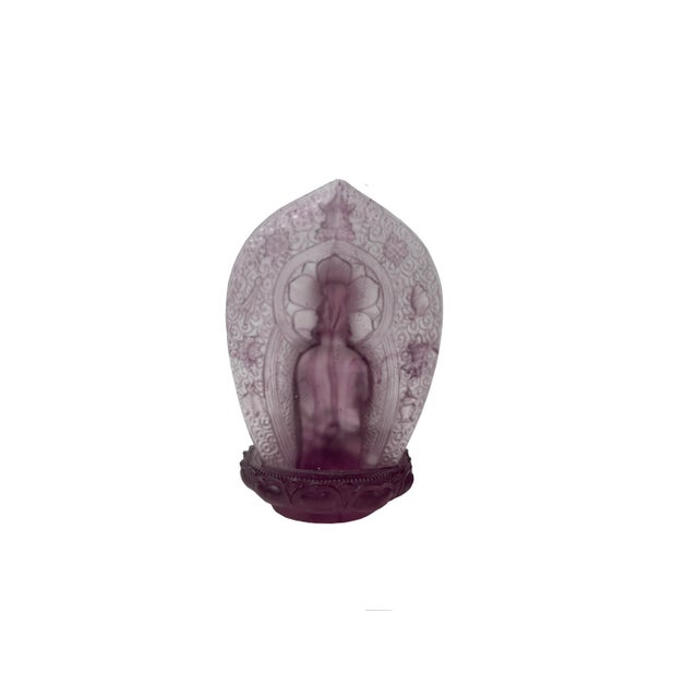 Crystal Glass Amethyst Purple Gautama Amitabha Shakyamuni Statue For Sale - Image 10 of 10