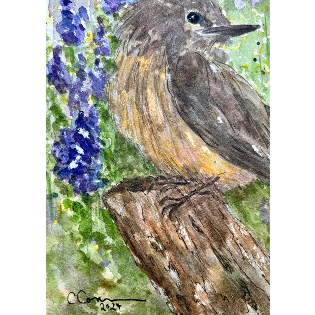 Illustration Original Watercolor Painting on Paper of “Little Desert Bird.” For Sale - Image 3 of 4