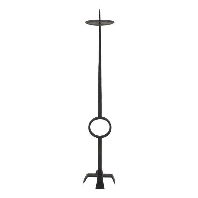 Standing Candleholder in Wrought Iron, 1970s For Sale