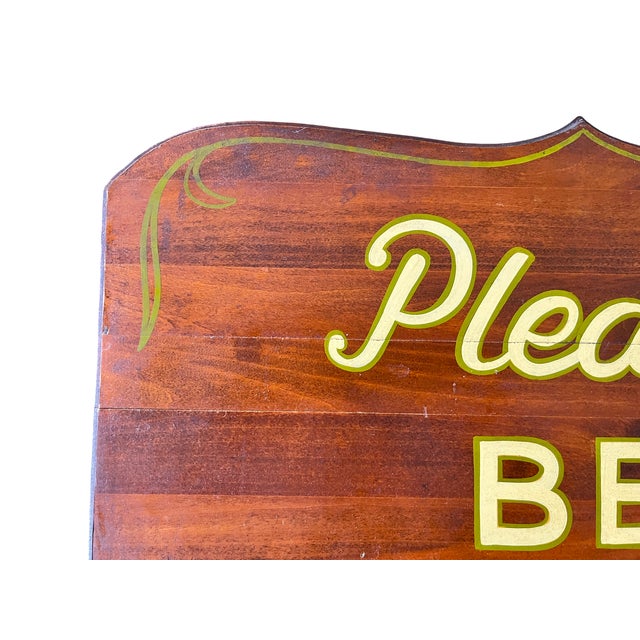 Traditional 1980s Hand-Lettered “Please Be Seated” Solid Wood Sign, 20" For Sale - Image 3 of 9