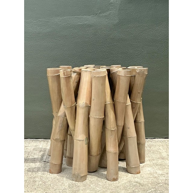 Tan Vintage Budji Twisted Bamboo Dining Table Pedestal For Sale - Image 8 of 12