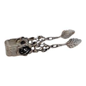 Mid 20th Century Art Nouveau German Sterling Silver Sugar Tong in Hildesheimer Rose Pattern