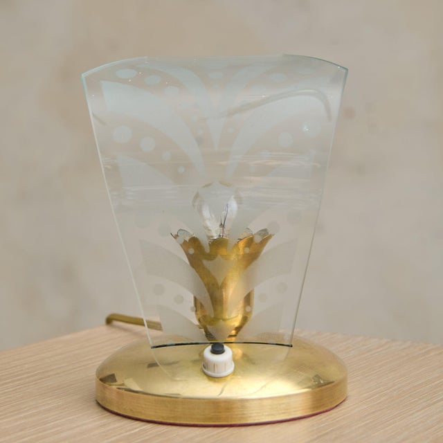 1950s Petite Italian Brass + Murano Glass Table Lamp - 2 Available For Sale - Image 4 of 13