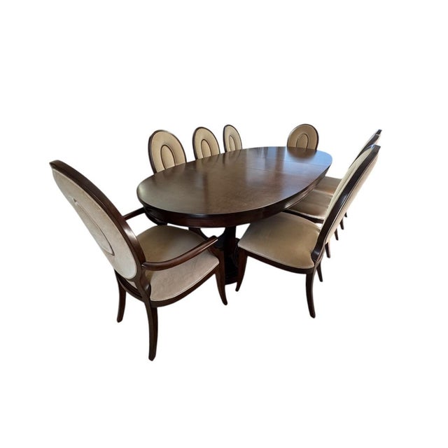 Contemporary Thomasville Lumine Collection Dining Set of 9 For Sale - Image 3 of 12