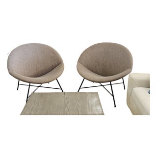 Pair of Oversized Vintage Mid-Century Modern Saucer Lounge Chairs, Italian Modern Style For Sale