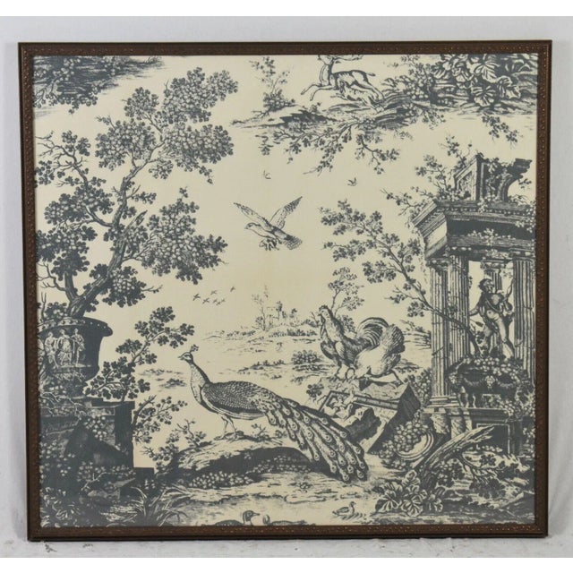 Beautifully framed schumacher colonial williamsburg jones toile fabric. The original of this fabric was an english...