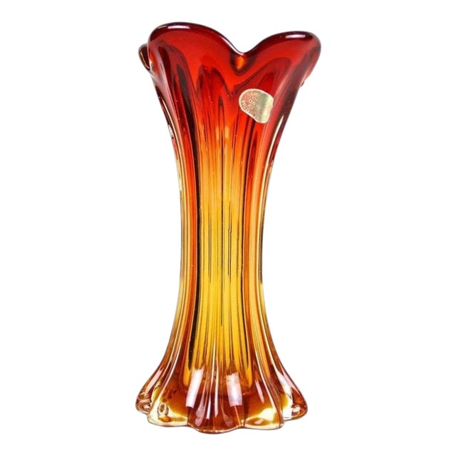 Mid-Century Red and Orange Murano Glass Vase, 1960s-1970s For Sale