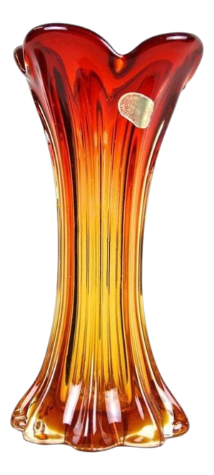 Mid-Century Red and Orange Murano Glass Vase, 1960s-1970s