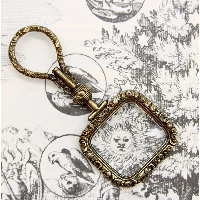 Metal Mid 19th Century Georgian Pinchbeck Quizzing Glass With Floral Motif and Swivel Handle For Sale - Image 7 of 7