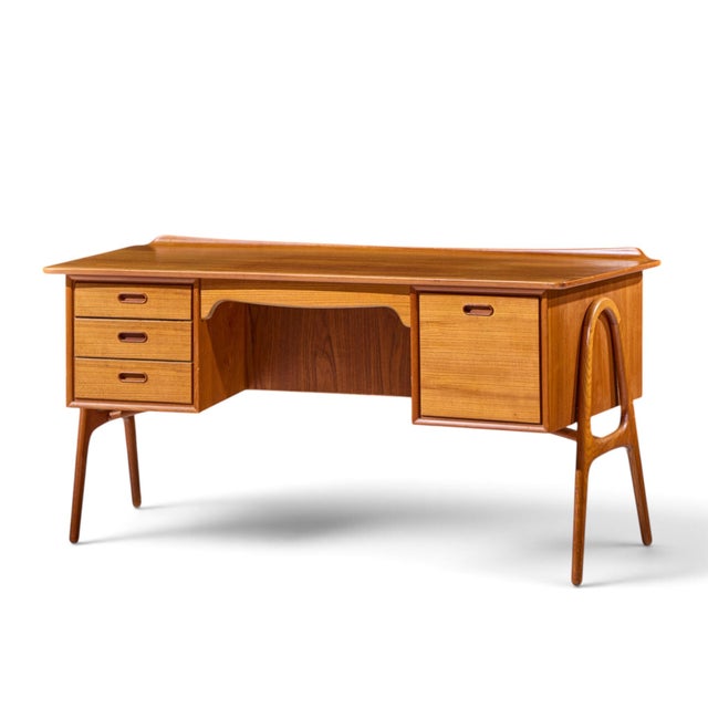 Mid-Century Modern Svend Madsen Mid Century Danish Teak Curved Desk For Sale - Image 3 of 11