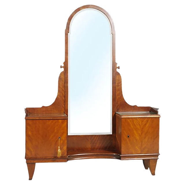 Italian Art Deco Walnut Vanity Cabinet, 1920s For Sale