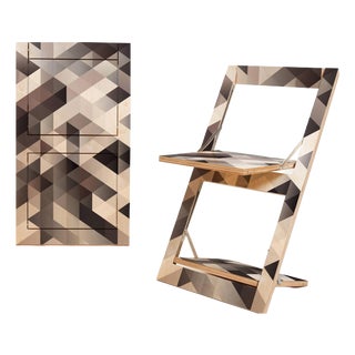 Fläpps Folding Chair – Criss Cross Grey (on Birch) from Ambivalenz For Sale