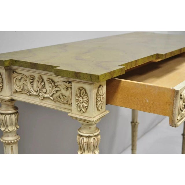 Karges Furniture Karges Italian Neoclassical Swedish Style Carved Console Table With One Drawer For Sale - Image 4 of 12