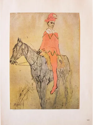 1955 After Pablo Picasso, "Clown a Cheval" 2nd French Edition Period Offset Lithograph