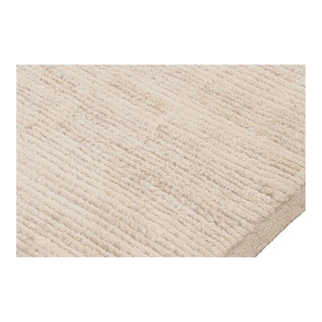 Rug & Kilim’s Modern Textural Rug in Cream White Tones with Ribbed Stripes - 12x16 For Sale