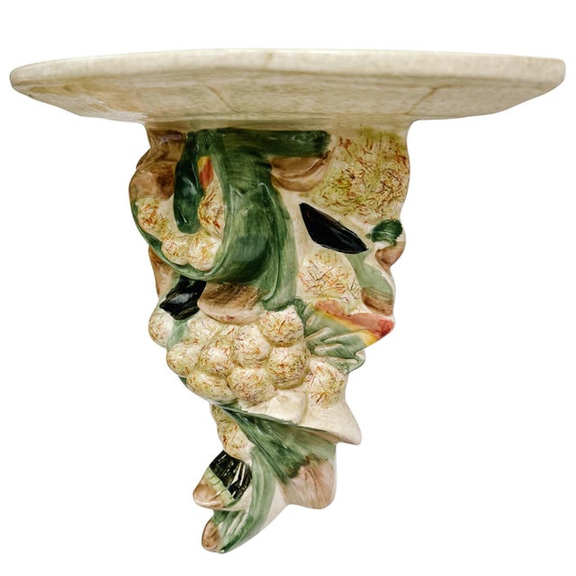 Traditional Pair of Large Vintage Ceramic Cornucopia Wall Shelves For Sale - Image 3 of 6