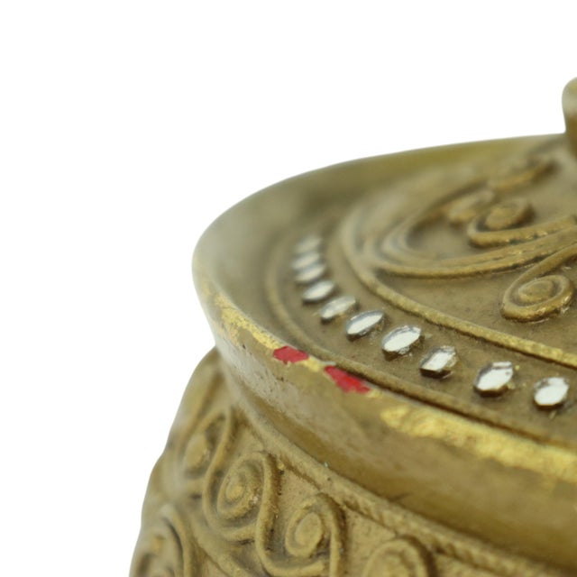 Large Golden Wooden Offering Bowl, 1950s For Sale - Image 10 of 13