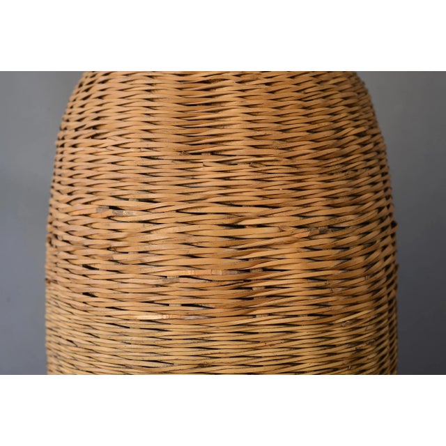 Wood 1970s Vintage Modern Boho Wicker Rattan Table Lamp For Sale - Image 7 of 13