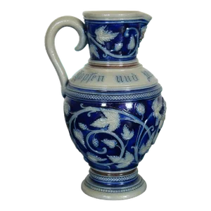 Antique Simon Peter Gerz Figural Stoneware Salt Glaze Pitcher Ewer Monk
