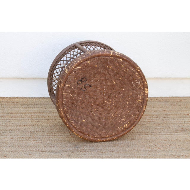 Brown Small Vintage Rattan End Table For Sale - Image 8 of 9