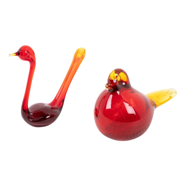 Swedish Art Glass Birds Sculptures from Bergdala, 1970s, Set of 2 For Sale
