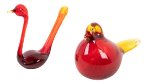 Swedish Art Glass Birds Sculptures from Bergdala, 1970s, Set of 2