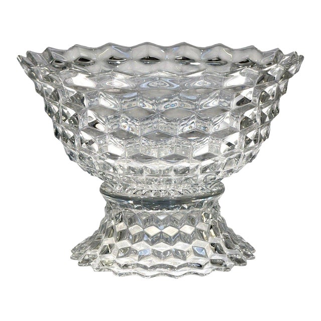 Late 20th Century Fostoria American 2056 No 600 Flaire Punch Bowl With Pedestal Stand - 2 pcs For Sale
