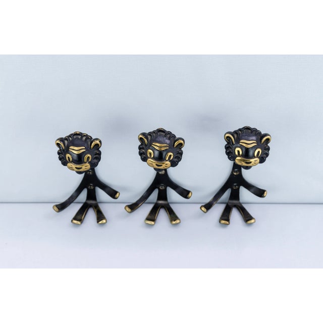 1950s Brass Lion Wall Hook by Walter Bosse for Hertha Baller, 1950s For Sale - Image 5 of 8