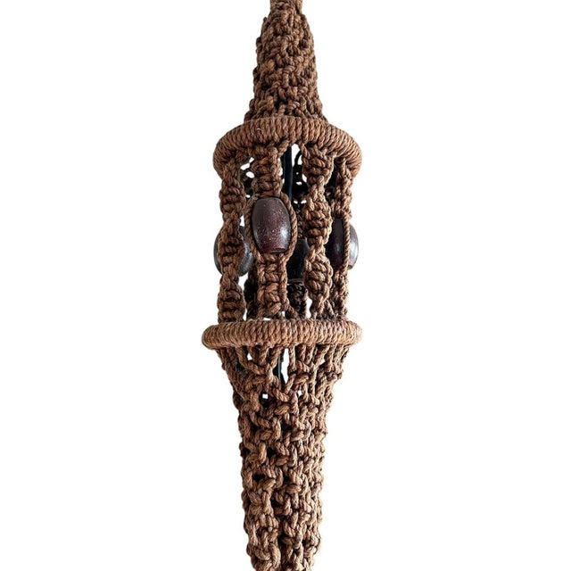 Braided Macramé Sisal and Marbled Glass Globe Pendant Lamp by Temde, 1970s For Sale - Image 14 of 18