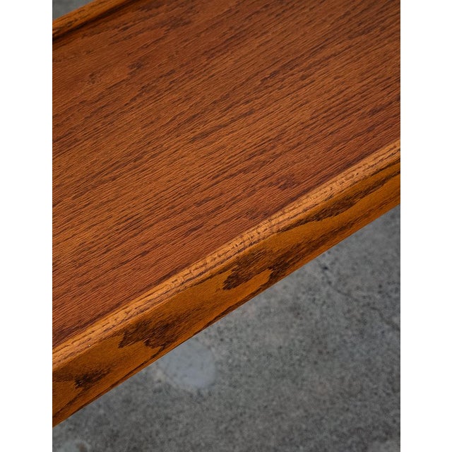 Wood 1960s Mid Century Modern Console Table Solid Oak Wood American Foyer Shelf Sofa MCM For Sale - Image 7 of 12