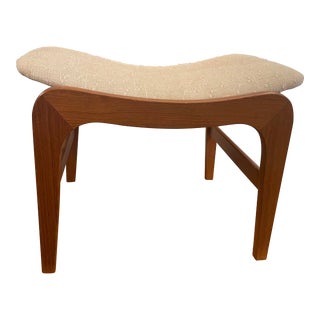 Vintage Mid Century Teak Ottoman For Sale