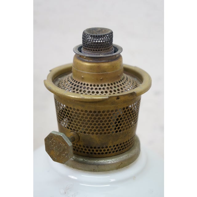 1970's Aladdin #23 Milk Glass Floral Kerosene Hurricane Oil Lamp Lantern 21" For Sale - Image 15 of 15