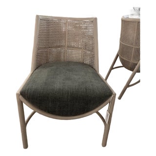 McGuire "Taru" Cane and Upholstered Dining Chair by Designer Laura Kirar For Sale