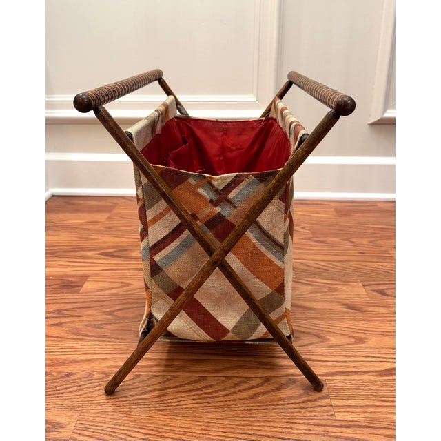 Antique White Mid-Century Modern Boho Chic Collapsible Sewing Basket/Magazine Rack For Sale - Image 8 of 12