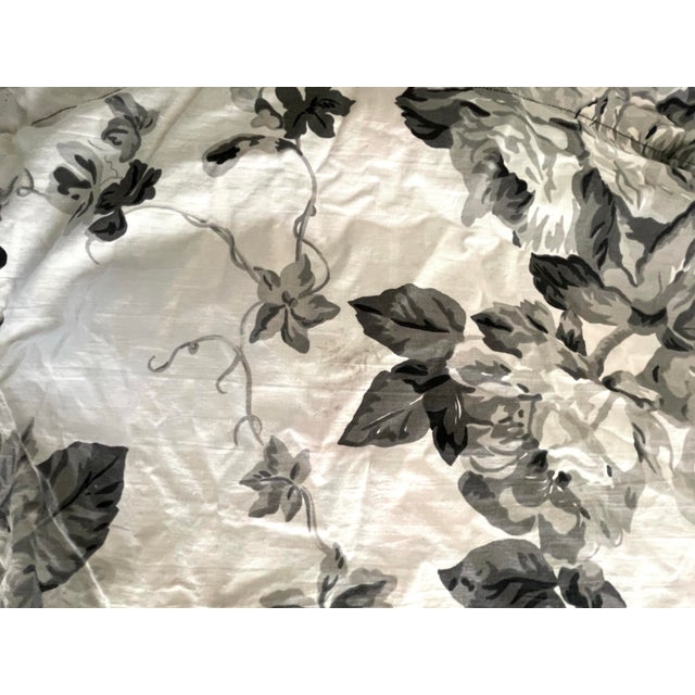 Black VTG Ralph Lauren Isadora BLK Floral Custom Rod Pocket Drapery Panels + Swag Valance. Backed With Ralph Lauren Sergeant. For Sale - Image 8 of 11