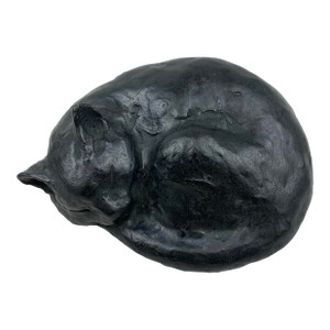 Vintage Black Sleeping Cat Figurine