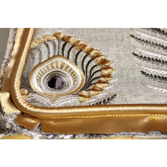 Jane Churchill Embroidered Peacock Lumbar Pillow For Sale - Image 4 of 13