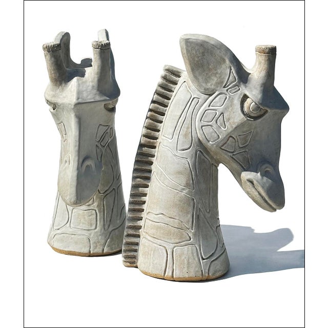 James Salaiz Studio Art Pottery Massive Giraffe Head Stoneware Sculptures~Set of Two For Sale - Image 4 of 14
